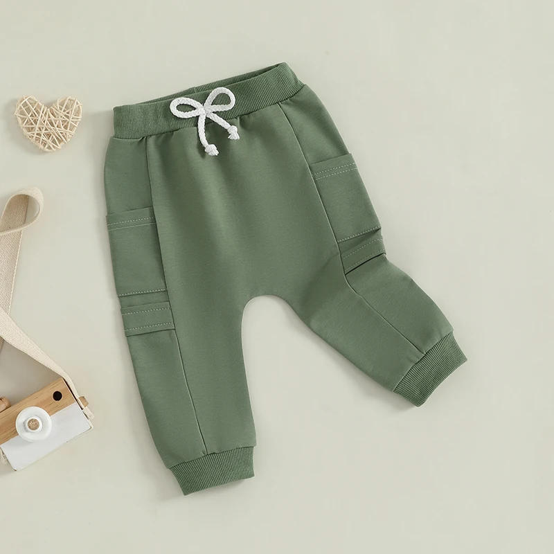 Description Picture 5 of itemBaby Boy Jogger Pants Solid Color Elastic Sweatpants Trousers with Pockets Casual Bottoms for Toddler Newborn Infant