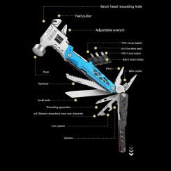 Multi-purpose outdoor wrench hammer pliers multi-function pliers folding hammer household combination tools portable