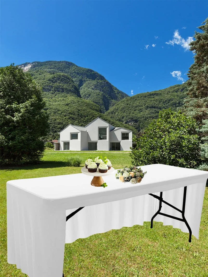 Description Picture 4 of itemWedding table cloth table skirt hotel banquet square 6FT Elastic table cover White Black solid color Tablecloth