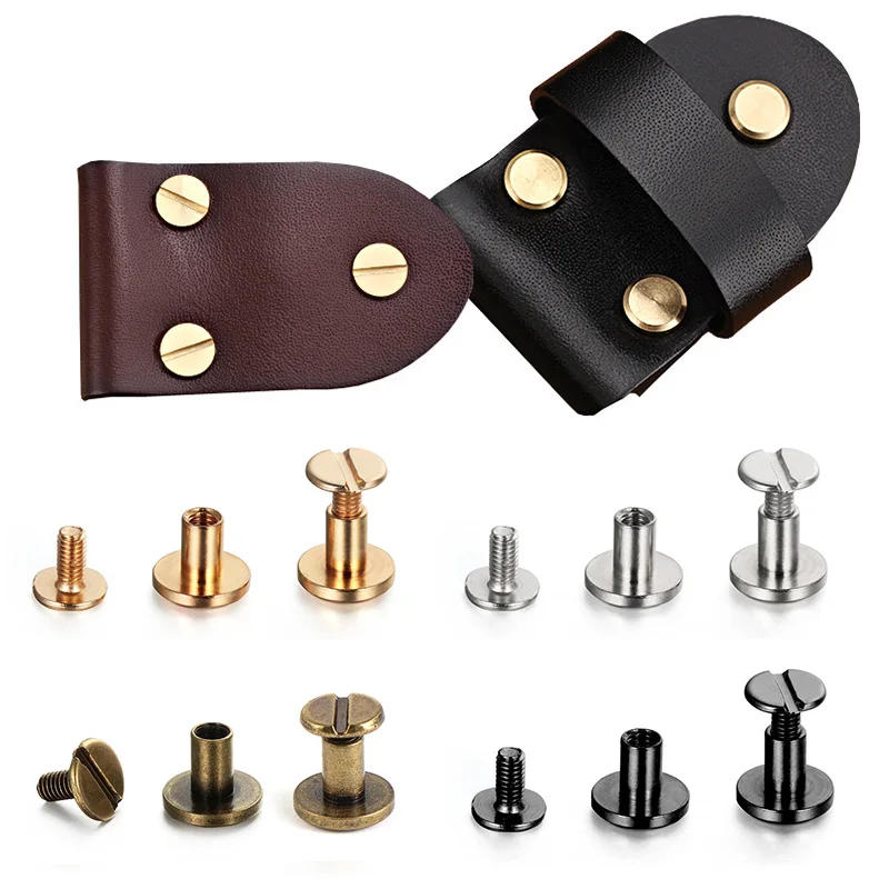 Description Picture 3 of item10Sets Luggage Leather Metal Craft Solid Screw Nail Rivet Double Curved Head Belt Strap Rivets Book Screws Buttons Snap