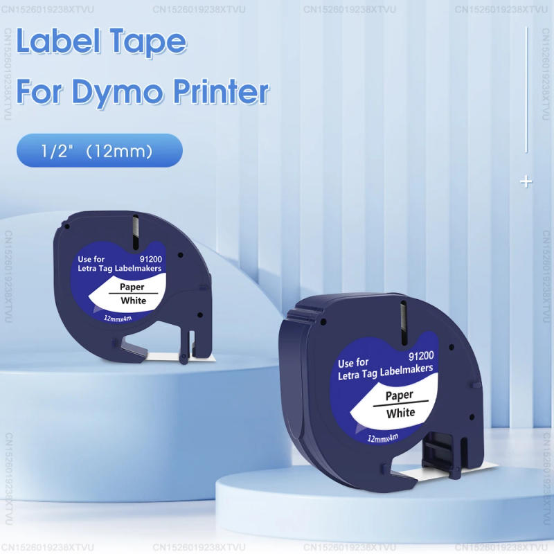 Description Picture 2 of item12mm Compatible for Dymo Letratag Tapes 91200 Black on White 91220 91330 Printer Ribbon Replace for Dymo LT Tapes 91200 Paper