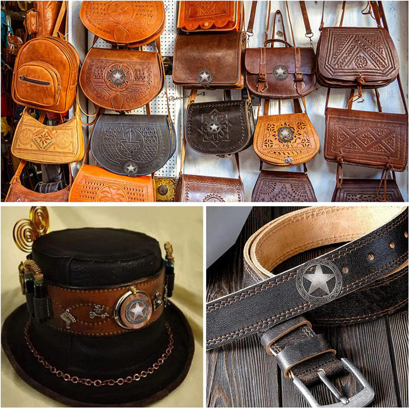 Description Picture 4 of item5 Pcs Conchos Leather Craft Texas Star Saddle Western Rodeo Leather Tack Leathercraft Accessories DIY Decoration Accessories