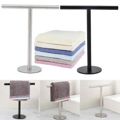 Stainless Steel T-Shape Towel Bar Rack Free Standing Bath Towel Bar Stand with Heavy Base for Bathroom Kitchen Vanity Countertop