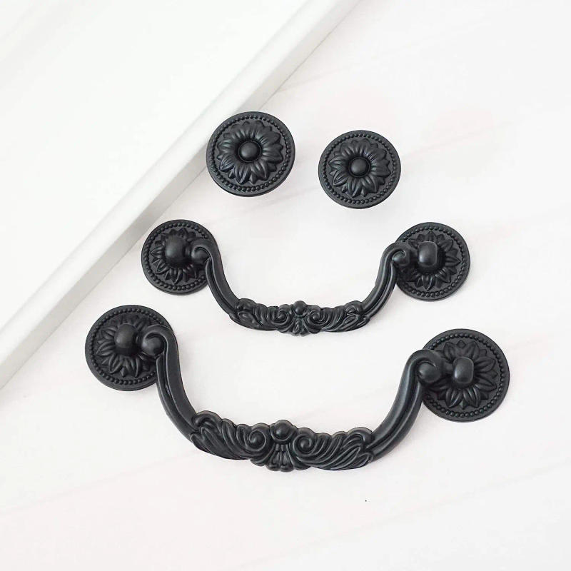 Description Picture 6 of itemMFYS Black Cabinet Handles with Backplate Wardrobe Pulls Vinatge Kitchen Cupboard Door Round Knobs Zinc Alloy Furniture Hardware
