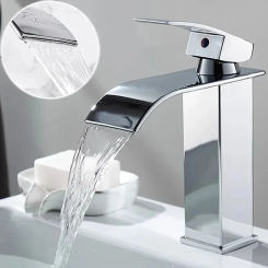 Bathroom Home Waterfall Wash Basin Stainless Steel High And Low Faucet Black Hot And Cold Toilet Wash Basin