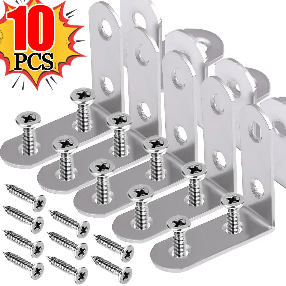 Description Picture 4 of item10/1Pcs L Shaped Corner Bracket 90 Degree Angle Bracket Stainless Steel Furniture Hardware Cabinet Screens Corner Brace Fastener