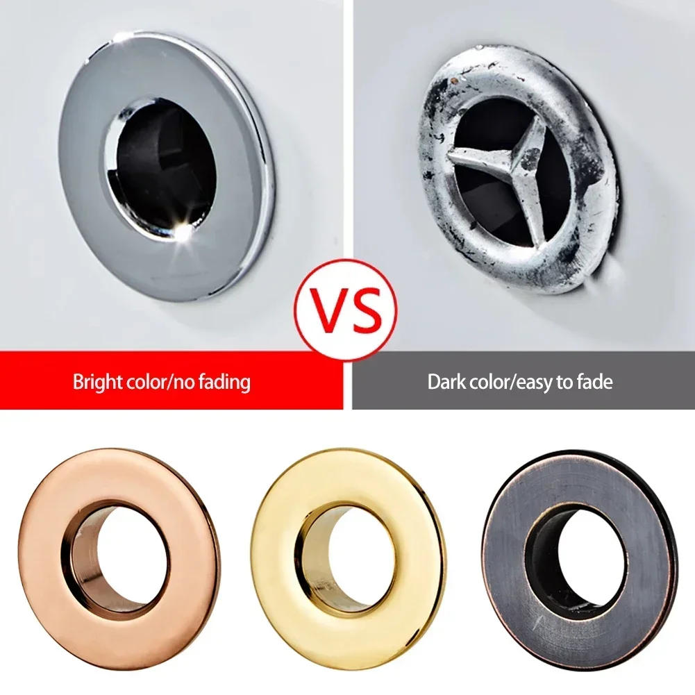 Description Picture 3 of itemBathroom Basin Faucet Sink Overflow Cover Brass Six-foot Ring Insert Replacement Hole Cover Cap Chrome Trim Bathroom Accessories