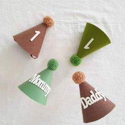 Children Birthday Felt Number Hat Baby Caps Mommy Daddy Crown Avocado Green Coffee Khaki Party Retro Hats Kids Photography Props