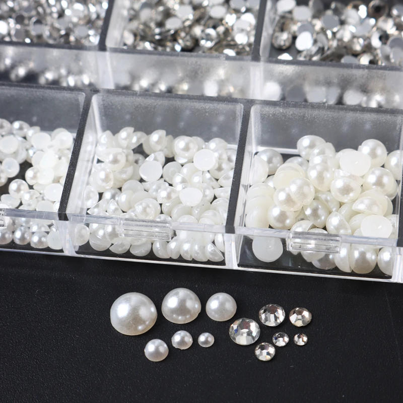 Description Picture 5 of itemMixed Pearl Nail Charms Rhinestones Shiny Crystal Diamond Gems 3D Glitter Nail Art Decorations Pearls DIY Manicure Supplies