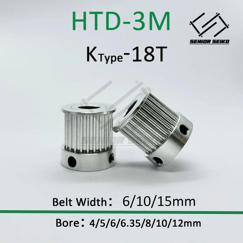 Description Picture 2 of itemHTD3M Timing Pulley 3M 18teeth Belt Width 6/10/15mm Bore 4/5/6/6.35/8/10/12mm HTD3M 18T Synchronous Wheel Pitch 3mm Belt Pulley