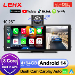LEHX P10 Pro 10.26'' Dashboard  Android 14 AI Screen Dash Cam Auto GPS Navigation Carplay Android Auto Dual Lens Video Recorder