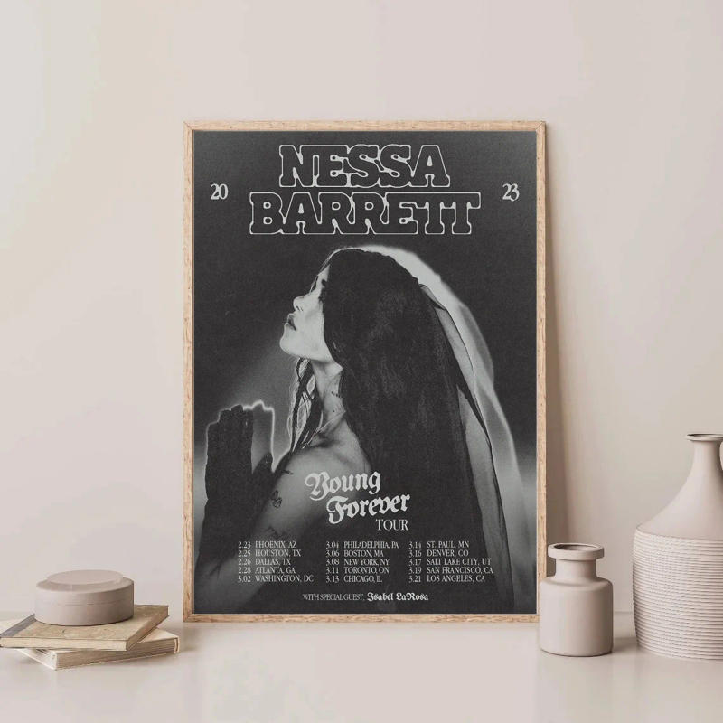 Description Picture 5 of itemNessa Barrett Singer Young Forever Tour 2023 Poster Canvas Painting Retro Music Wall Art Pictures Room Home Decor Fans Gift