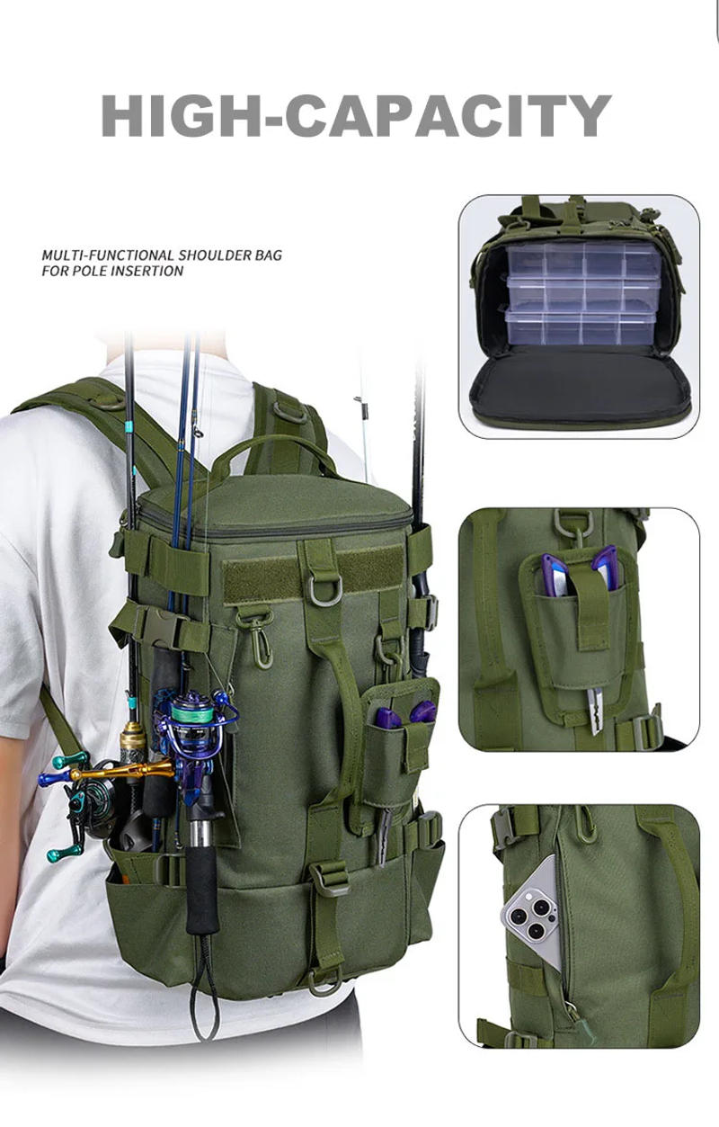 Description Picture 5 of itemHigh Quality Fishing Backpack Men Tactical Multifunctional Bag Outdoor Fishing Climbing Hiking Bag Fishing Equipment Storage Bag
