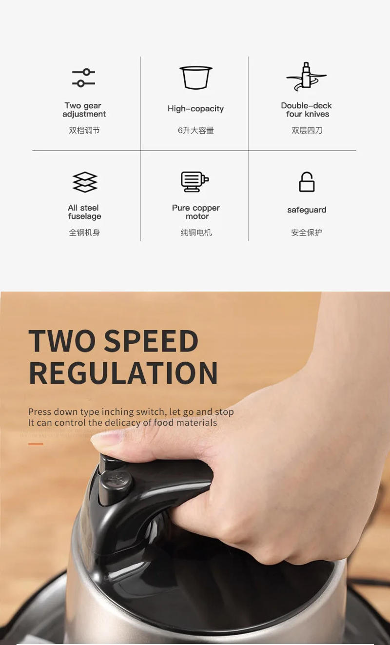 Description Picture 3 of itemMeat Grinders Electric Large Capacity Business 6L/8L/12L Household Stainless Steel Meat Grinder Blender Meat Grinder