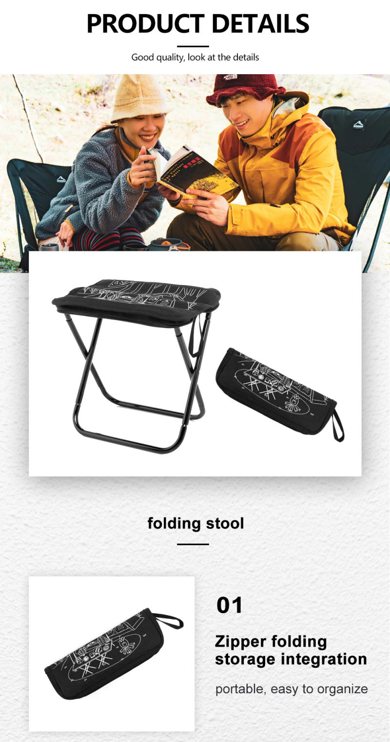 Description Picture 6 of itemWidesea Camping Stool Foldable Chair Outdoor Fishing Lightweight Zipper Storage Portable Stainless Steel Hiking Travel Furniture