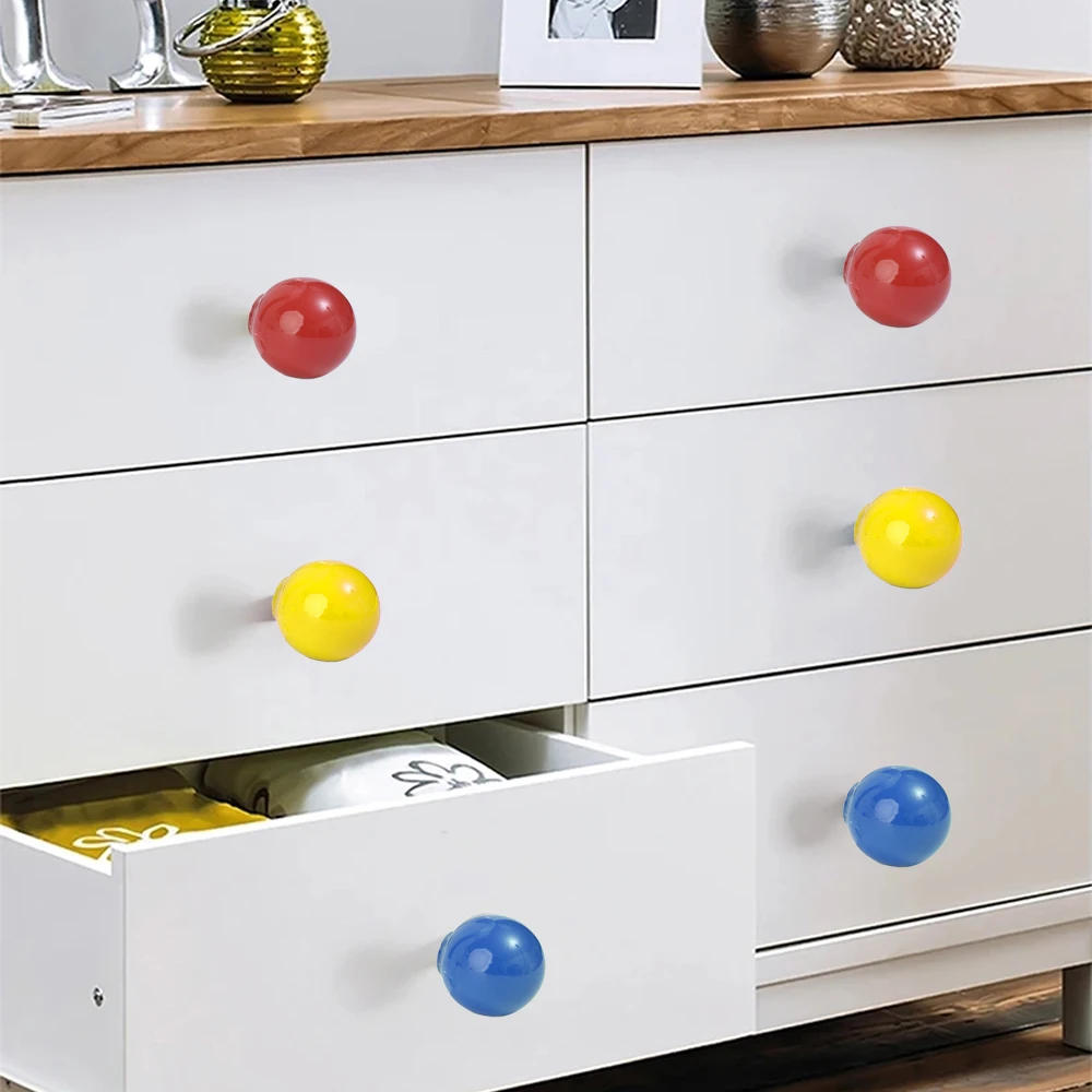 Description Picture 3 of item4/1Sets Round Ball Ceramic Door Knob Color Modern Decoration Dresser Cabinet Drawer Cute Handles Cupboard Furniture Door Pulls