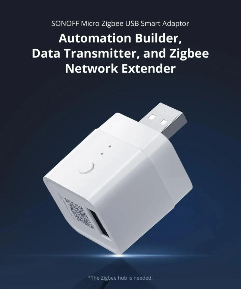 Description Picture 2 of itemSONOFF ZBMicro Zigbee Micro USB Smart Adaptor Fast Charging Wide Transmit Coverage Voice Control eWeLink Alexa Google Smart Home