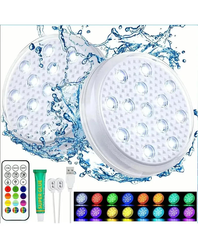 Description Picture 3 of itemPool Light Underwater Swimming Pool Lighting 14LEDs Updated Submersible Light IP68 Outdoor Spotlight for Aquarium Fish Tank Pond