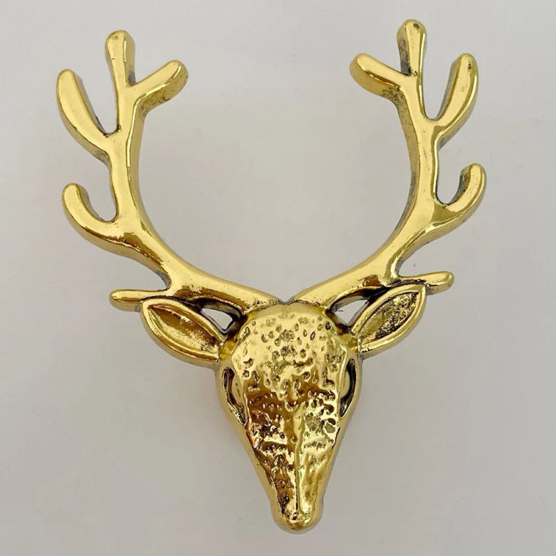 Description Picture 3 of item1 Pcs Retro Christmas Cabinets Handle Deer Shape Furniture Decoration Furniture Handles High-quality Wardrobe Knob Ancient Gold
