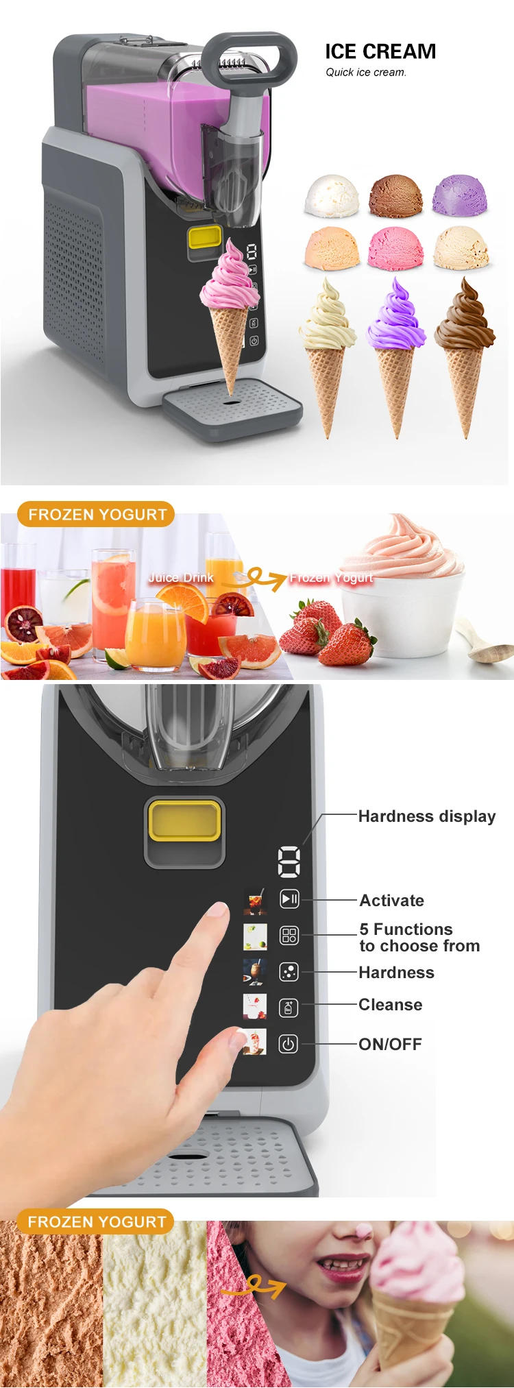 Description Picture 5 of itemSlushy Machine Portable Ice Cream Freezing Multifunctional Slushie Make Automatic 2L Counter Frozen Drink Soft Drinks for Home