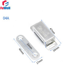 FuWell 4 Pcs Stainless Steel Cabinet Catches Magnet Door Stoppers Hidden Door Closer For Closet Cupboard Furniture Hardware