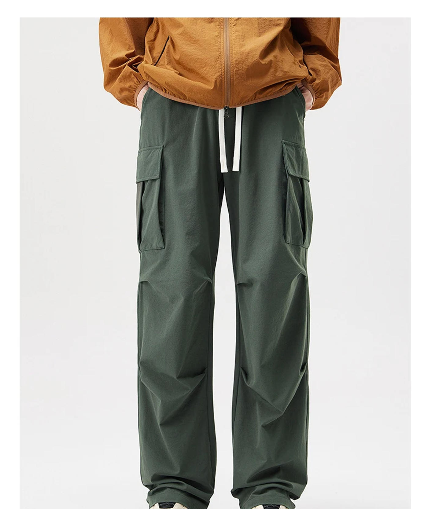 Description Picture 4 of itemMen's Retro Multi-Pockets Cargo Pants Unisex High Street Adjustable Pleated Paratrooper High Quality Trousers Streetwear Male