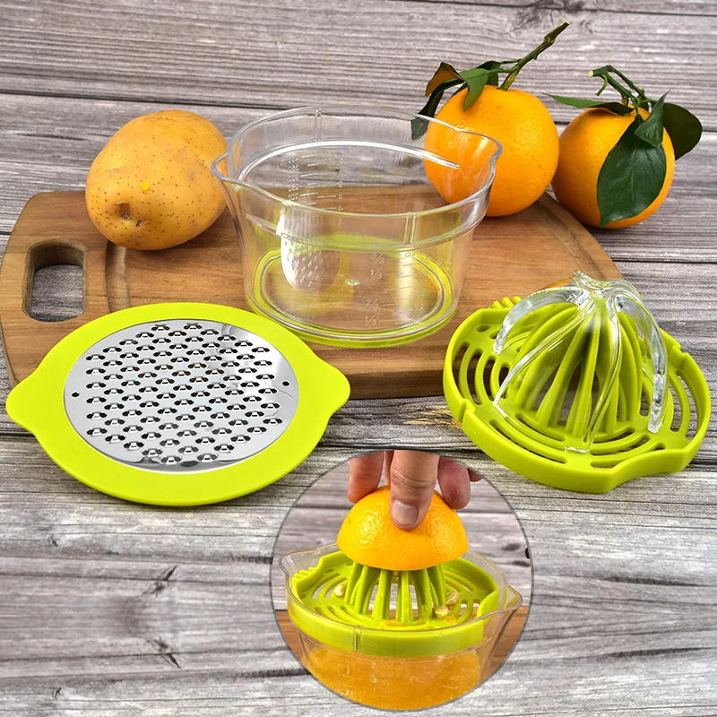 Description Picture 5 of item4 In 1 Citrus Lemon Orange Manual Juicer Multifunctional Hand Fruit Squeezer with Built-in Measuring Cup Grater Egg Separator
