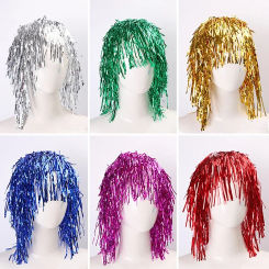 New Pet Foil Metallic Wire Wig Costume Cosplay Funny Shiny Hat Metallic Hair Accessories Party Carnival Masquerade Wig