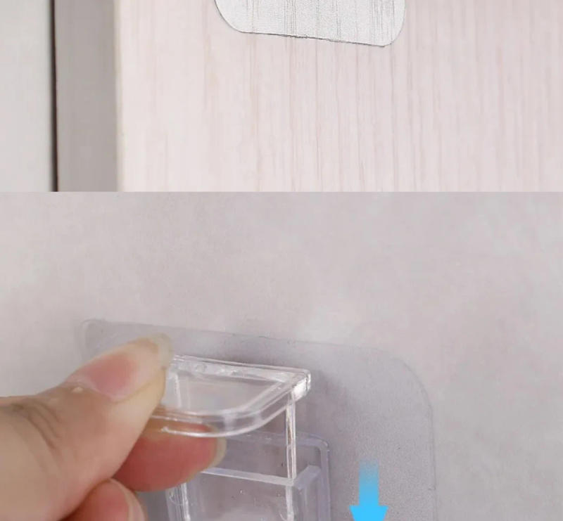 Description Picture 6 of item10/20 Pcs Self Adhesive Support Hooks Transparent Self Support Pegs Rack Strong Partition Layer Fixed Paste Bracket Wall Hangers