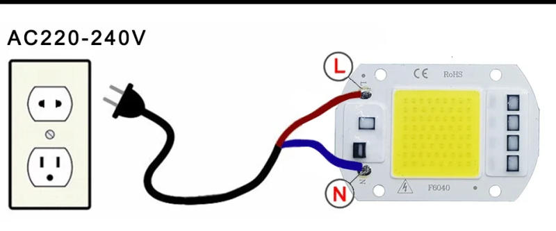 Description Picture 2 of itemLED Chip COB lamp  50W 60W AC 220V 240V IP65 Smart IC No Need Driver DIY Flood light Led Bulb Spotlight Outdoor Lamp bead