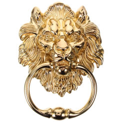 Metal Door Knocker Handle Chinese Gate Door Pull Lion Head Pull Ring Handle Pull Lion Head Door Knocker Front Door Decor Golden
