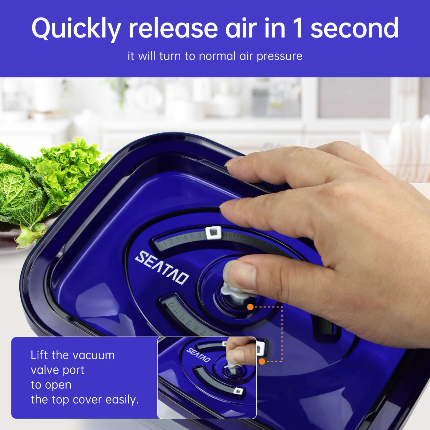 Description Picture 6 of itemSEATAO Glass Food Storage Containers Preserve Marinate Vacuum Sealer Airtight Storage Containers with Lids Meal Prep Container