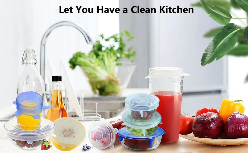 Description Picture 2 of item6pcs Housewares Kitchen Storage Organization Can Lids Universal Silicone Lid for Cookware Bowls Reusable Stretch Cover & Food