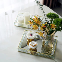 Nordic Storage Tray Home Decor Glass Mirror Skin Care Products Teacup Decorative Jewelry Necklace Tools