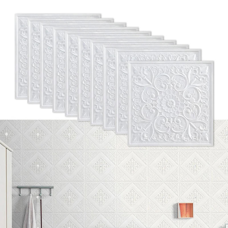 Description Picture 4 of item1pc 3D Tile Brick Wall Sticker Self-adhesive Foam Panel Waterproof Stickers Bedroom Ceiling Wall Stickers Home Decoration