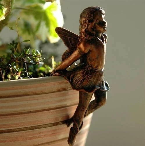 Description Picture 5 of itemNew Angel Girl Hanging Cup Resin Decoration Fairy Combination Flower Basket Edge Decoration Garden Design Fairy Pot Huggers