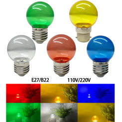 E27 B22 RGB Energy Saving Clear LED Bulb Colorful Globe Light Lamp AC110V 220V G45 Color Incandescent Party Home Decor Lighting