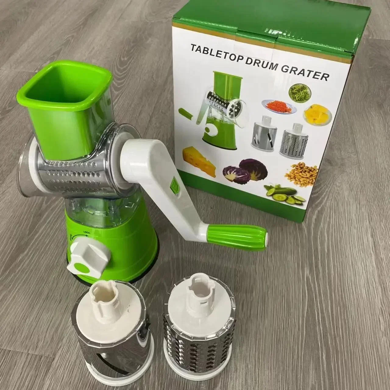 Description Picture 5 of itemVegetable Cutter & Slicer Manual Kitchen Cheese Chopper Machine With 3 Sharp Drums Multifunctional Garlic Potato Shredder