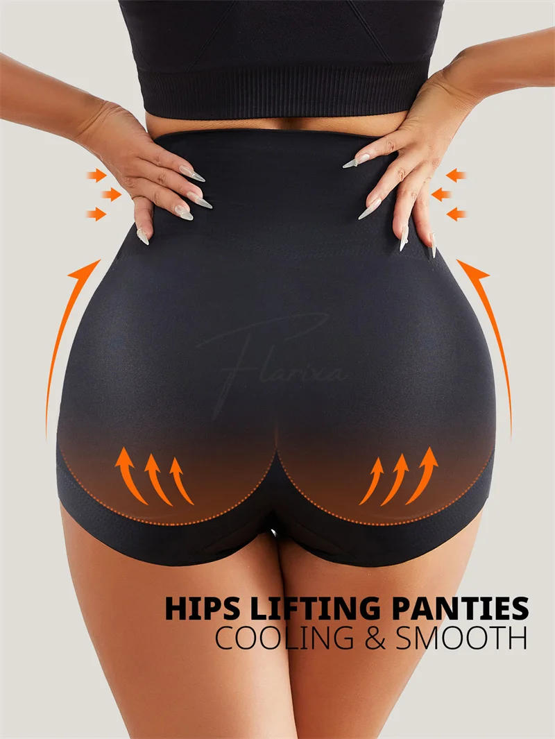 Description Picture 6 of itemFlarixa Waist Trainer Panties Women Shaper Ice Silk High Waist Butt Lifting Pants Hook and Eye Tummy Control Underwear Briefs