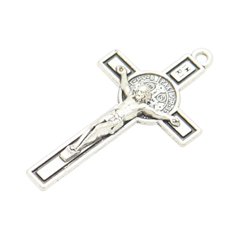 Description Picture 3 of itemMetal Christian for Cross Jesus Pendant Catholic Charm Religious Ornament for DIY Rosary Necklace Car Keychain Decoration