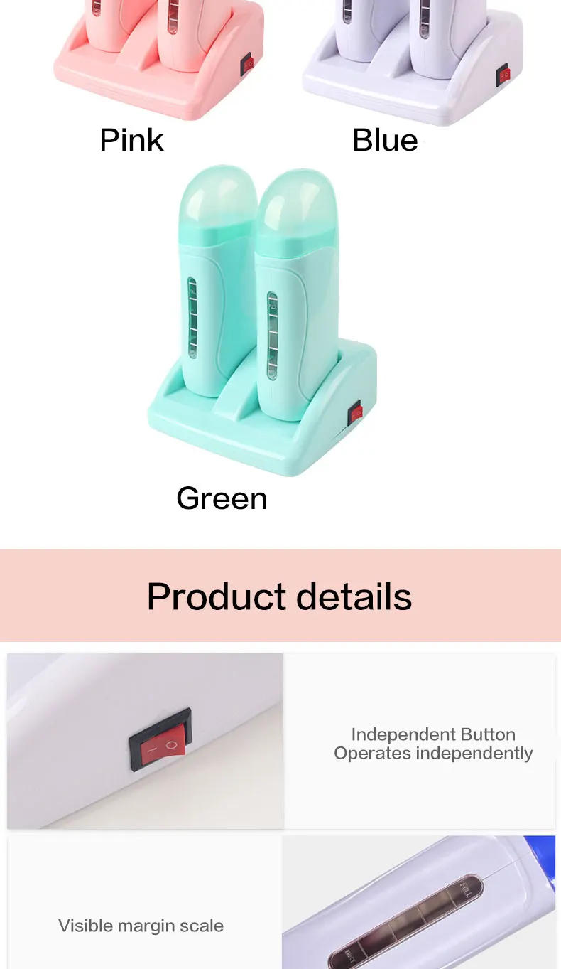 Description Picture 5 of itemElectric Double Wax Heater Epilator Cartridge Wax Roller Base Roll On Waxing Refillable Hair Removal Machine Depilatory Heater