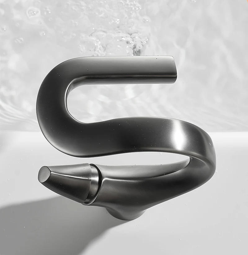 Description Picture 4 of itemBasin Faucet Brushed Gold Waterfall Faucet Black Brass Bathroom Faucet Bathroom Basin Faucet Mixer Tap Hot And Cold Sink Faucets