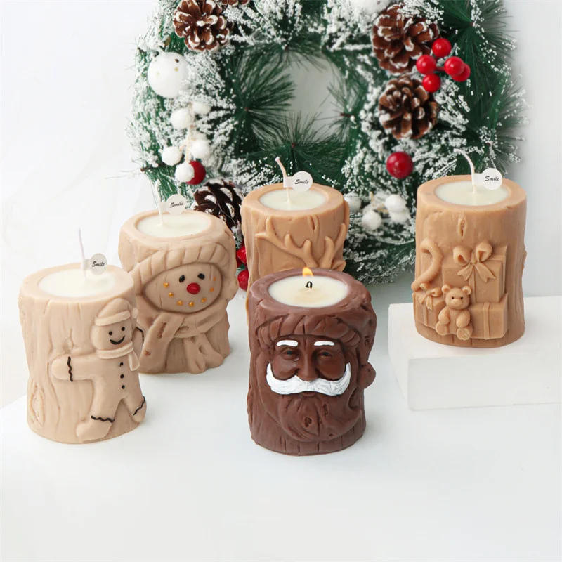 Description Picture 6 of itemChristmas Tree Stump Candle Silicone Mold DIY Elk Snowman Gypsum Soap Making Mould Cake Chocolate Decorating Tools Holiday Gifts