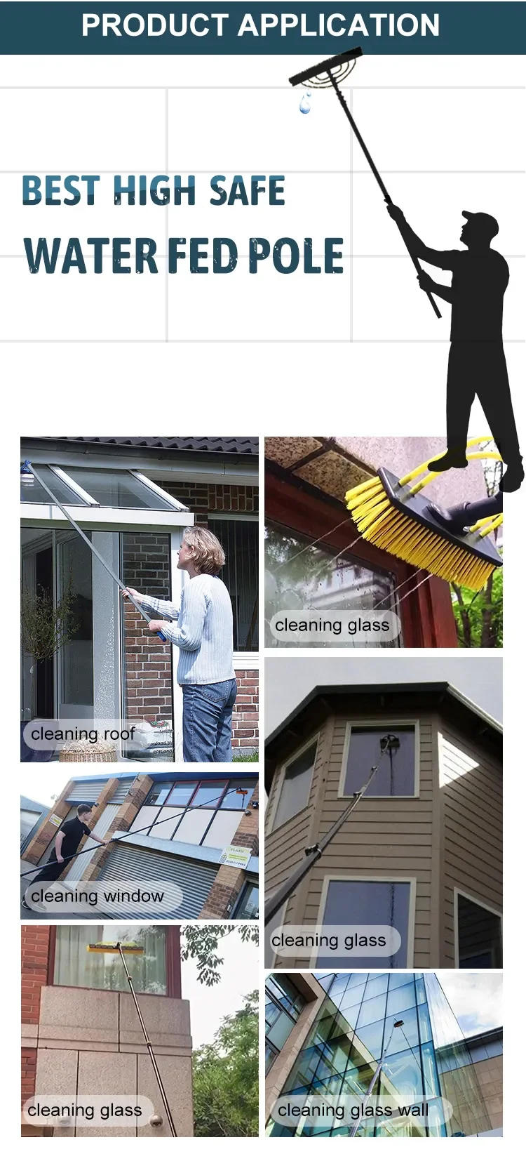 Description Picture 3 of itemHot Selling Telescopic Window Cleaning Tools Brush Solar Panel Wash Cleaning Brush Water Pipe Telescopic Rod Tools