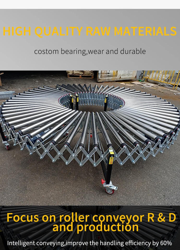 Description Picture 6 of itemCargo conveying power roller conveyor belt workshop transmission power telescopic roller conveyor