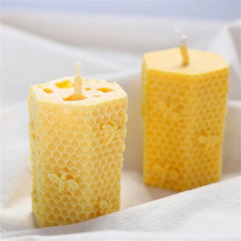 Description Picture 4 of item3D Flying Bee Honeycomb Candle Molds Silicone Handcraft DIY Geometric Pillar Hexagon Beehive Soap Molds for Candle Making