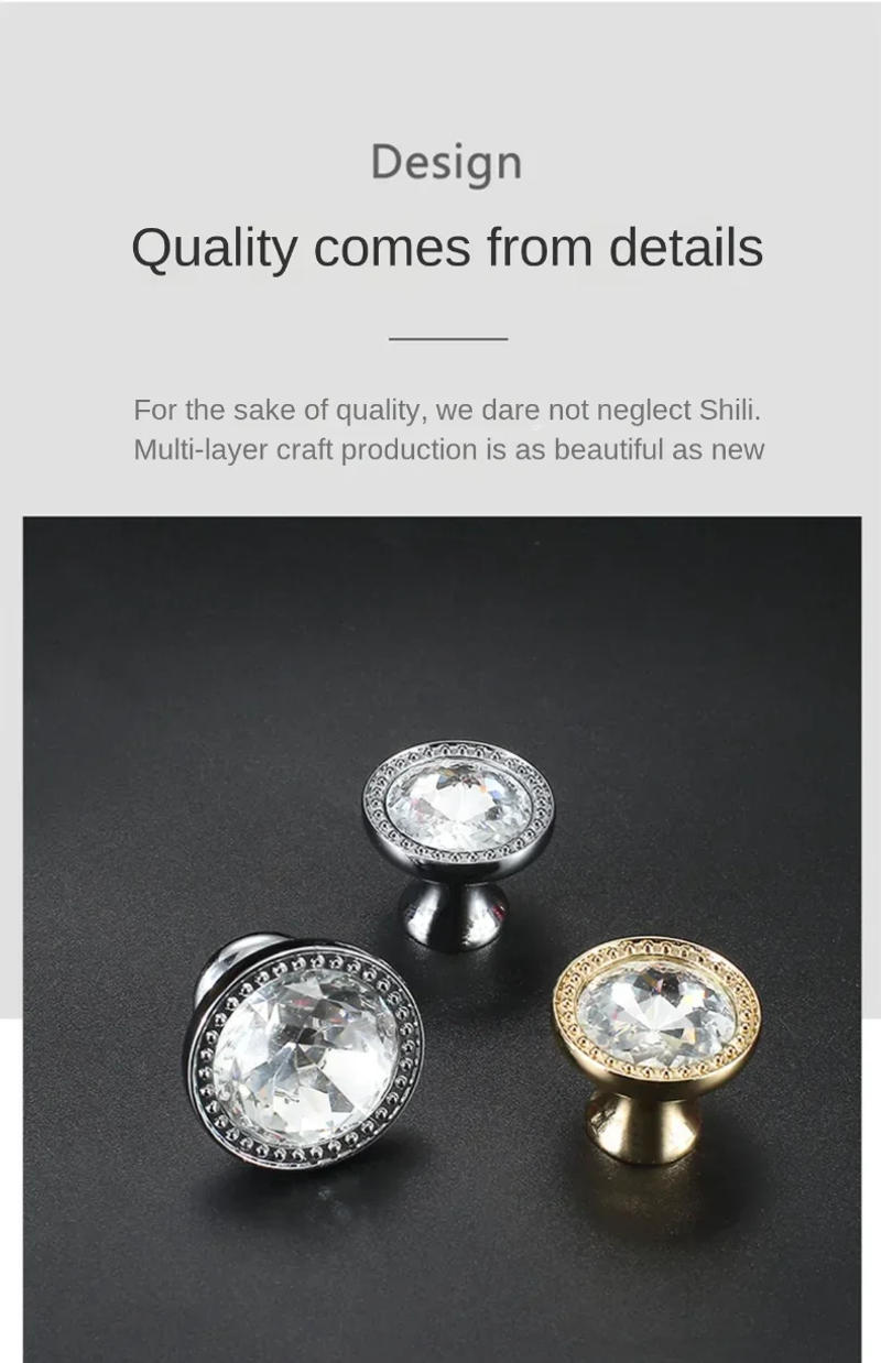 Description Picture 3 of itemNon-perforated Wardrobe Door Handle Single Crystal Round Drawer Handle Glass Door Adhesive Non-marking Refrigerator Suction Cup