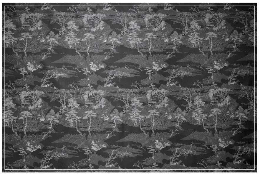 Description Picture 4 of itemChinese Style Black Gray Mountain Pattern Yarn Dyed Jacquard Fabric Antique Dress Cheongsam Diy Sewing Fabric