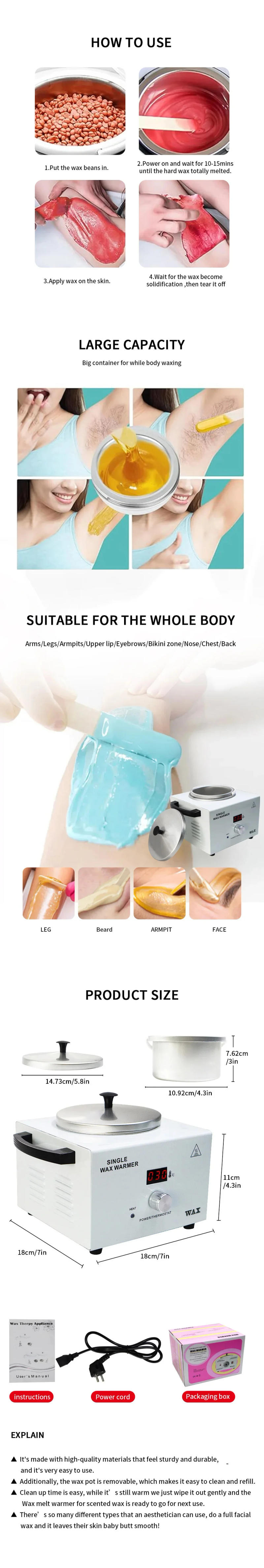 Description Picture 3 of itemElectric Wax Heater Machine Wax Warmer Hair Removal Device Use With Hair Removal Wax Beans Home Applicance for Spa Beauty Salon