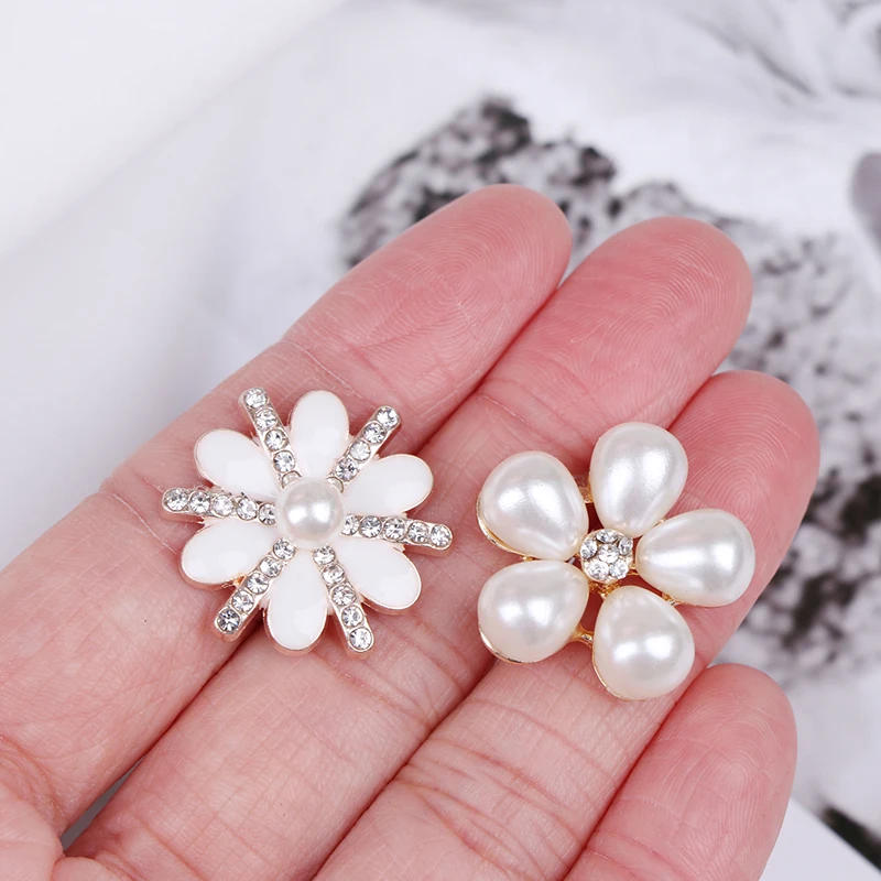 Description Picture 5 of itemPearl Rhinestone Embellishments Buttons Flatback Decorative For Handicraft Bowknot Flower Decoration DIY Craft Supplies 10pieces